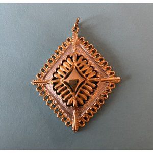 Large Gold & Silver Tone Diamond Shape Pendant Fashion‎ Costume Jewelry